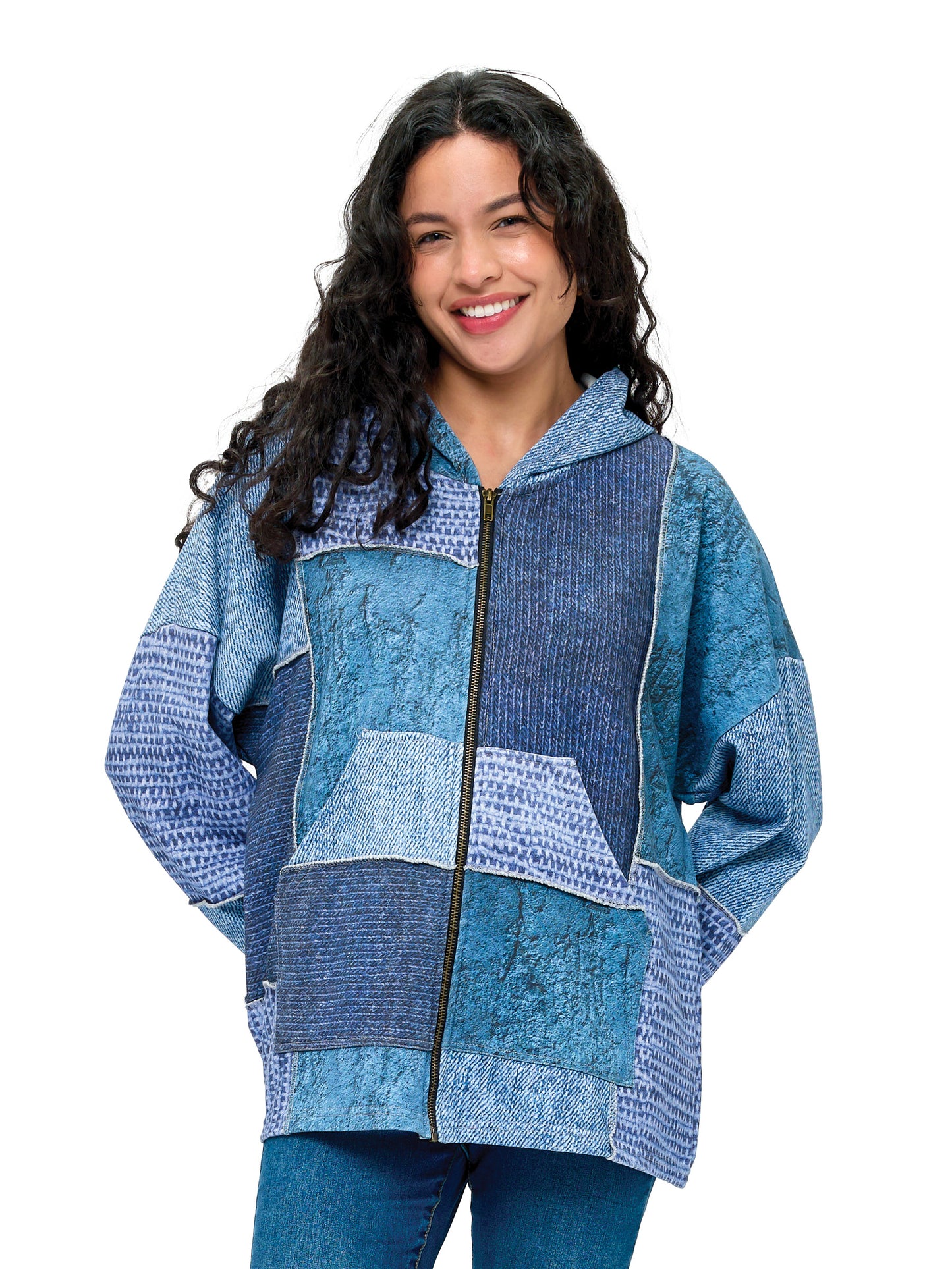 Zip-up Hoodie Boho Patchwork