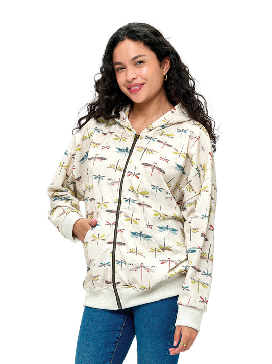 Zip-up Hoodie Boho Dragonfly Print