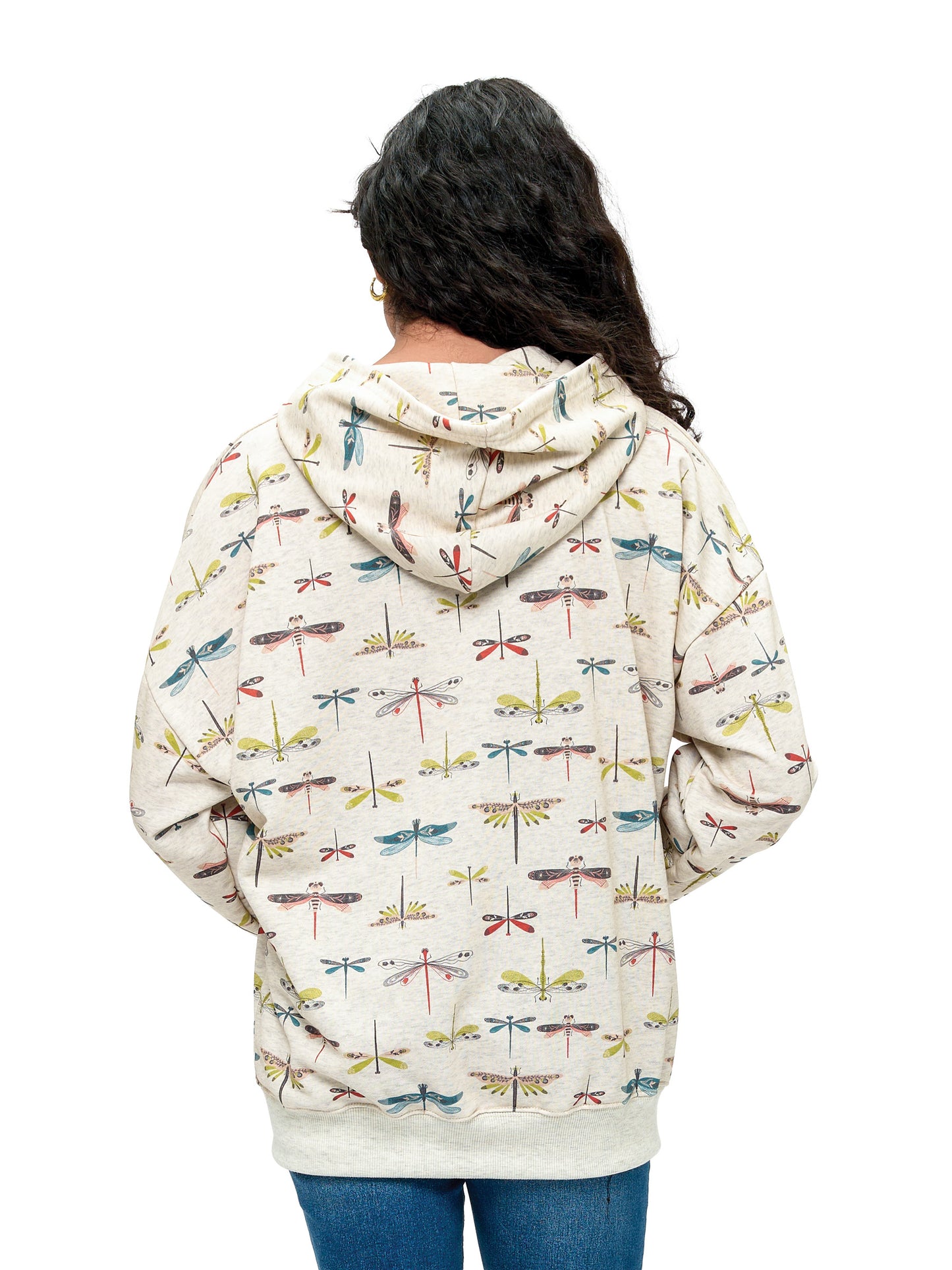 Zip-up Hoodie Boho Dragonfly Print