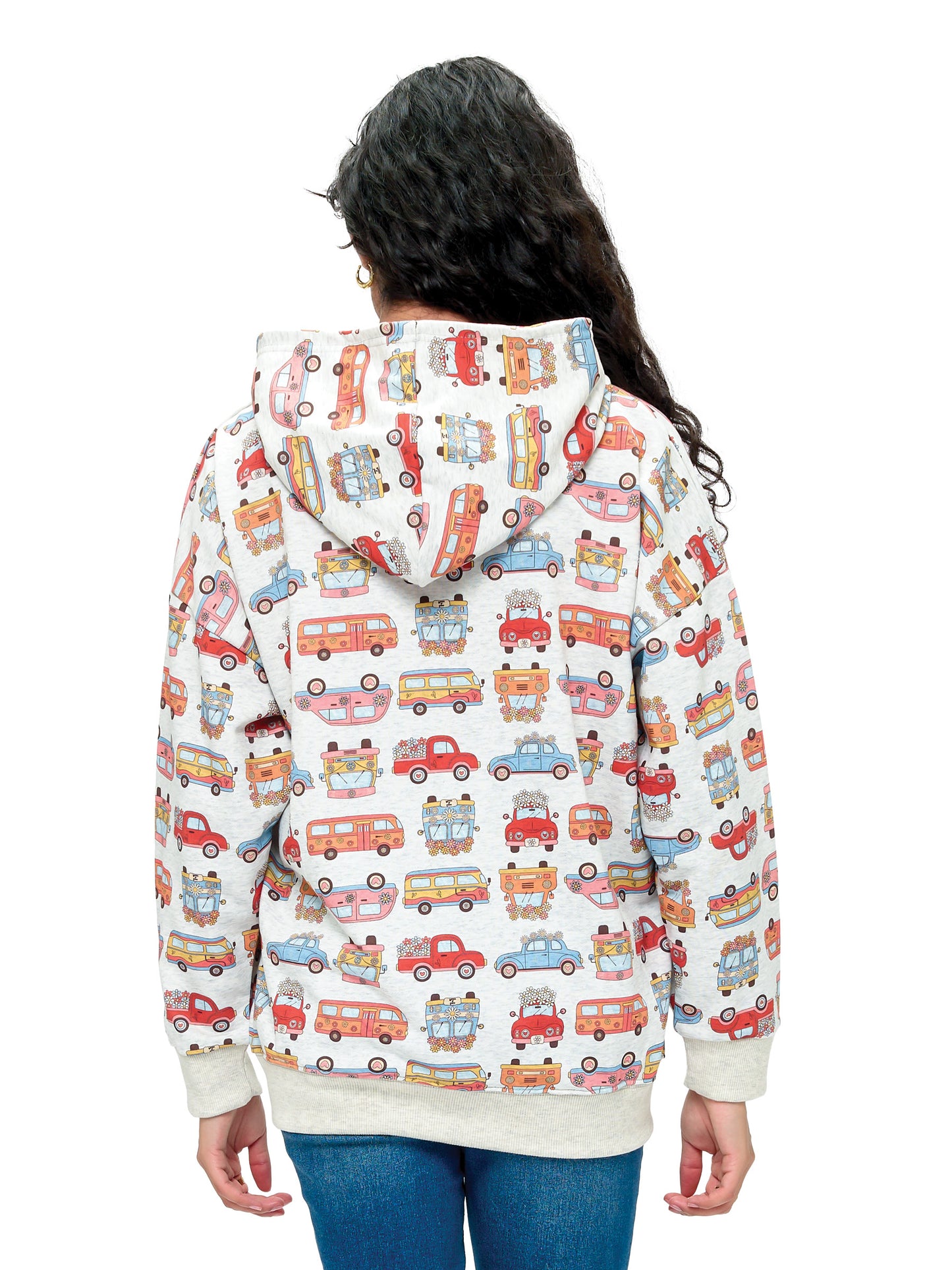 Zip-up Hoodie Boho Van Life Floral Print