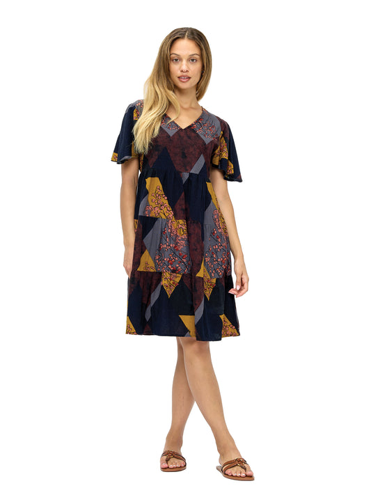 Dress Floral Retro Vibe Patchwork