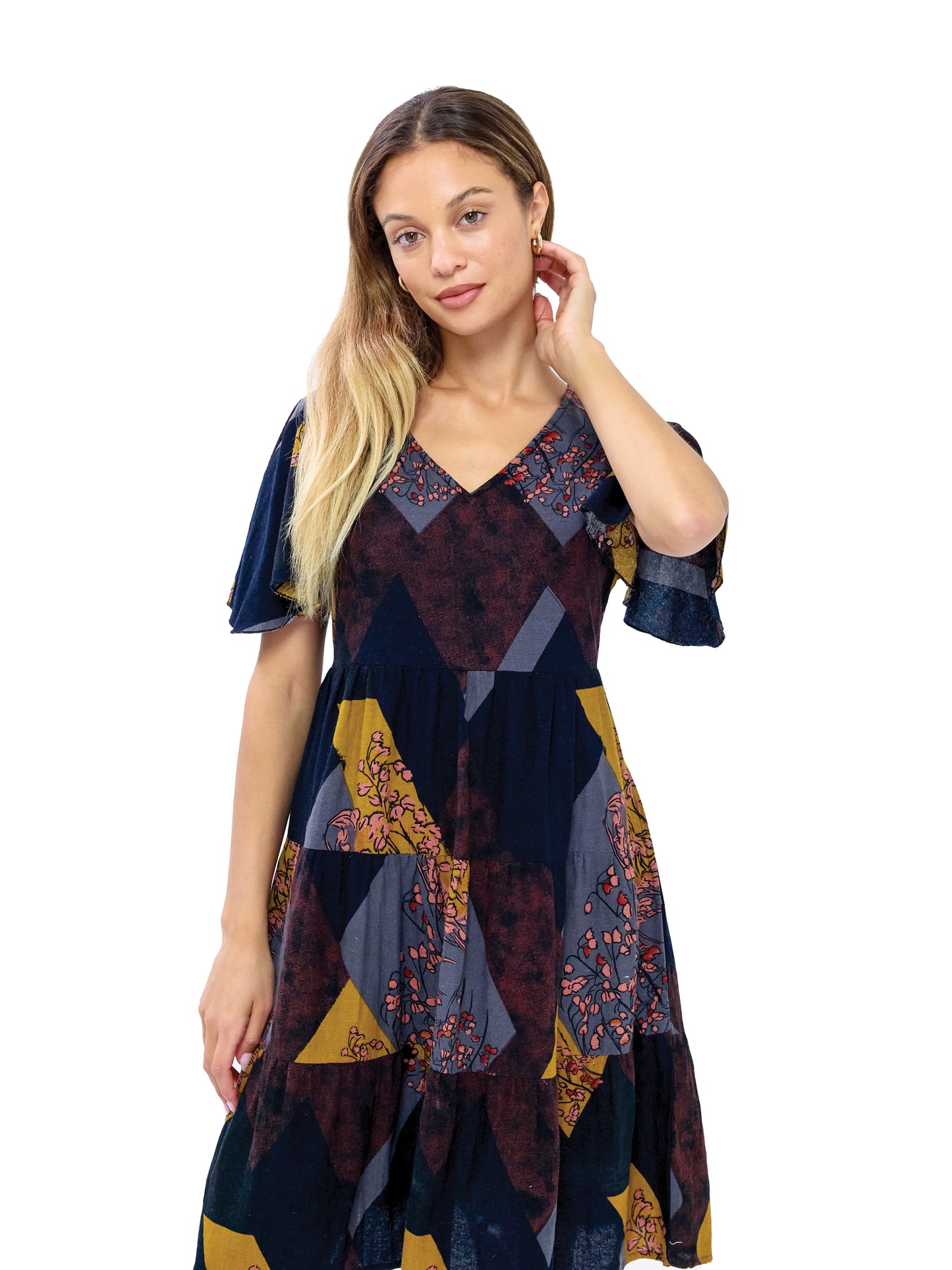 Dress Floral Retro Vibe Patchwork