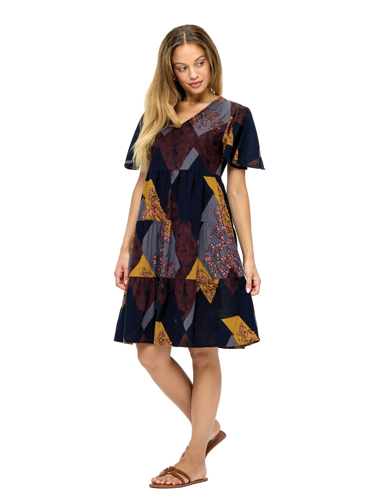 Dress Floral Retro Vibe Patchwork