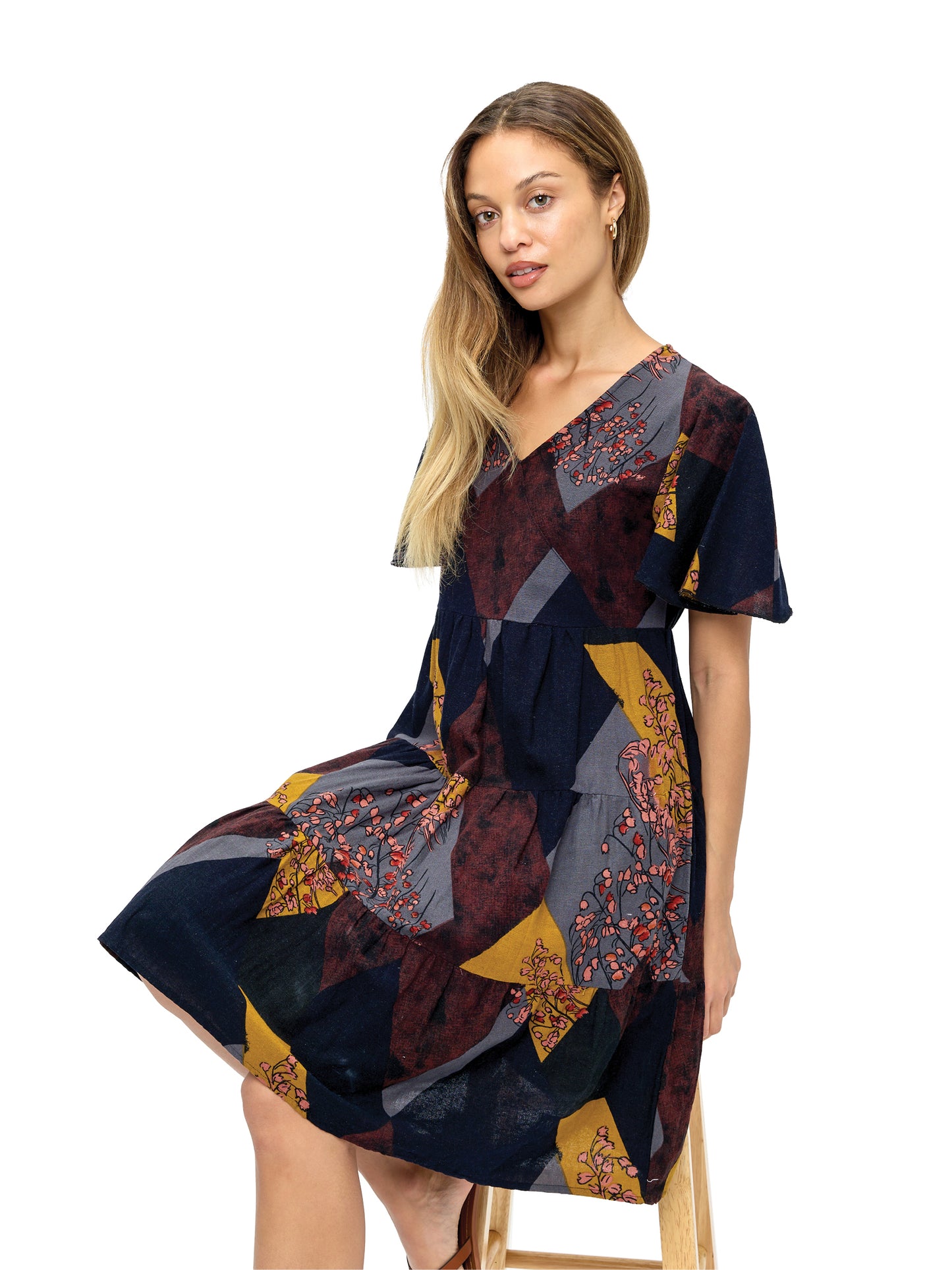 Dress Floral Retro Vibe Patchwork