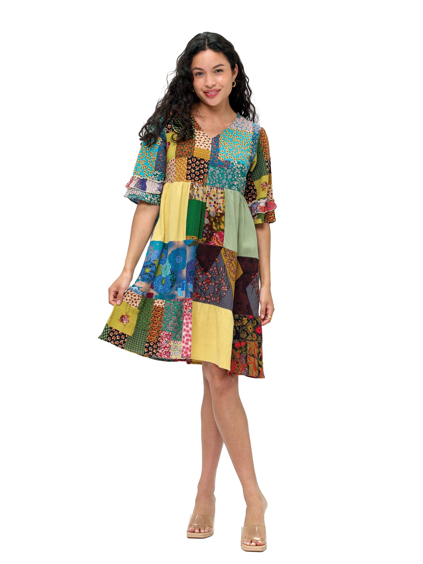 Dress Floral Bohemian Vibe Patchwork