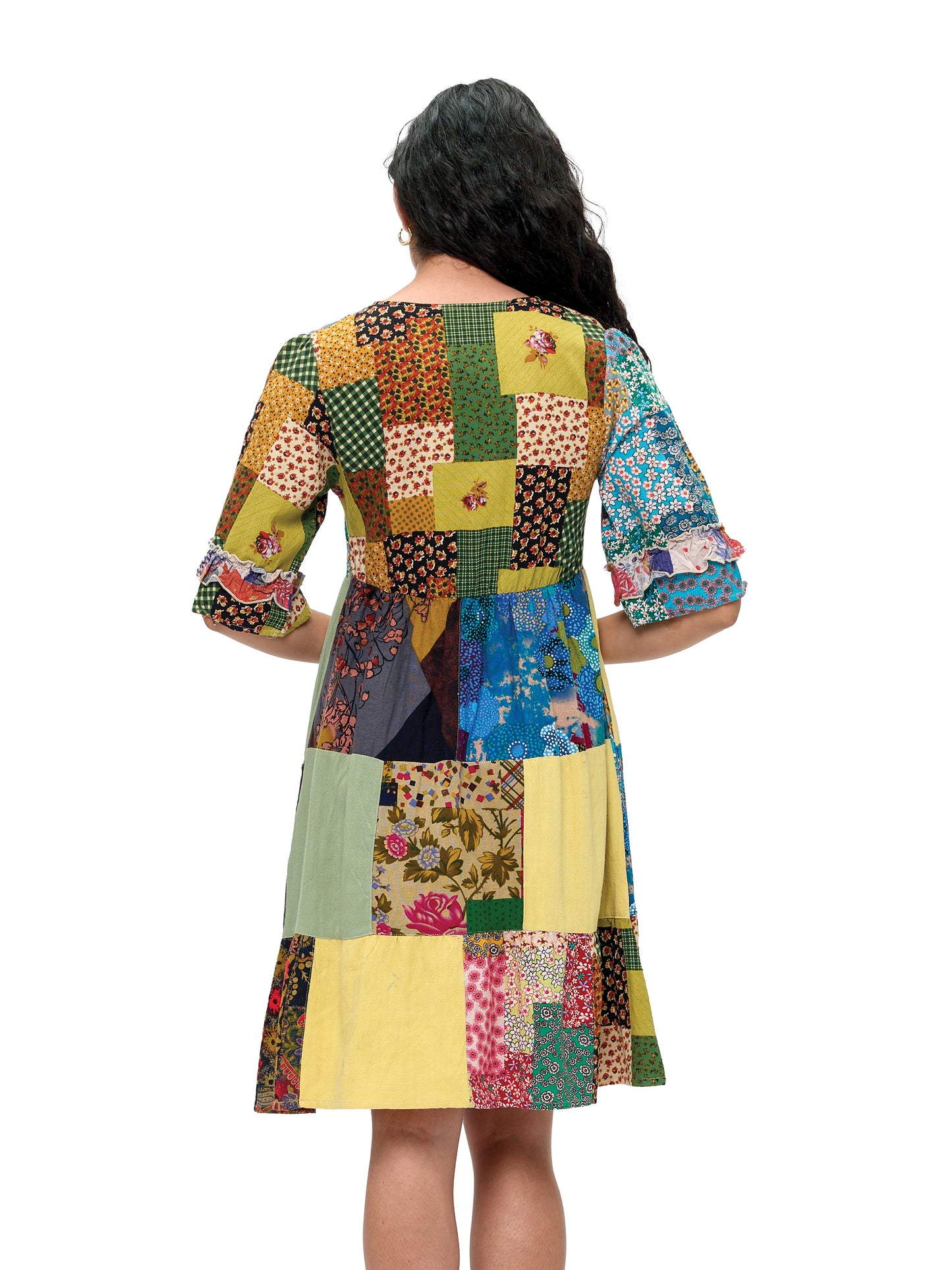 Dress Floral Bohemian Vibe Patchwork