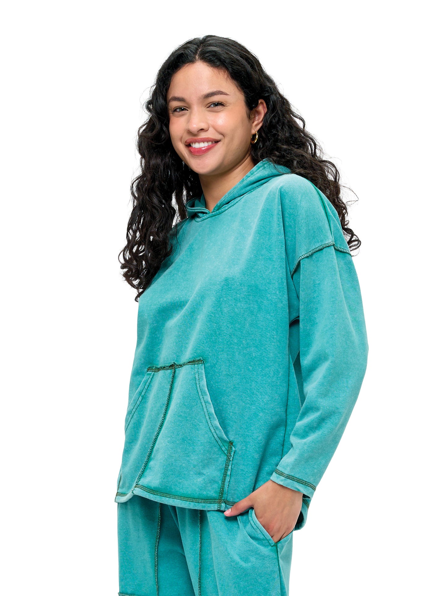 Hoodie Boho Casual Vintage Washed