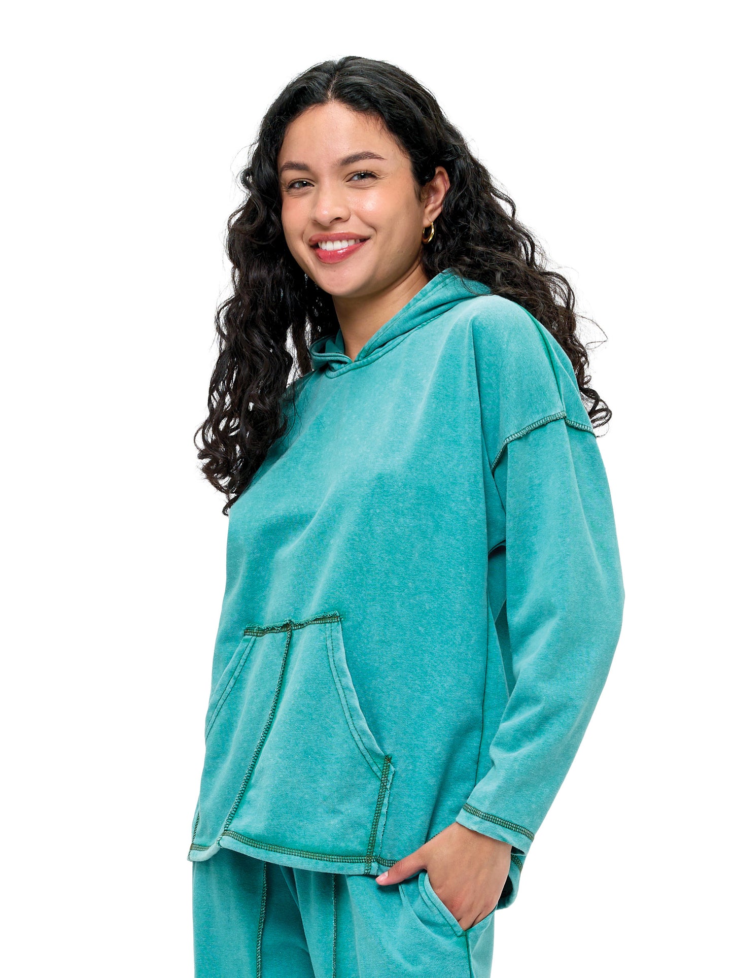 Hoodie Boho Casual Vintage Washed