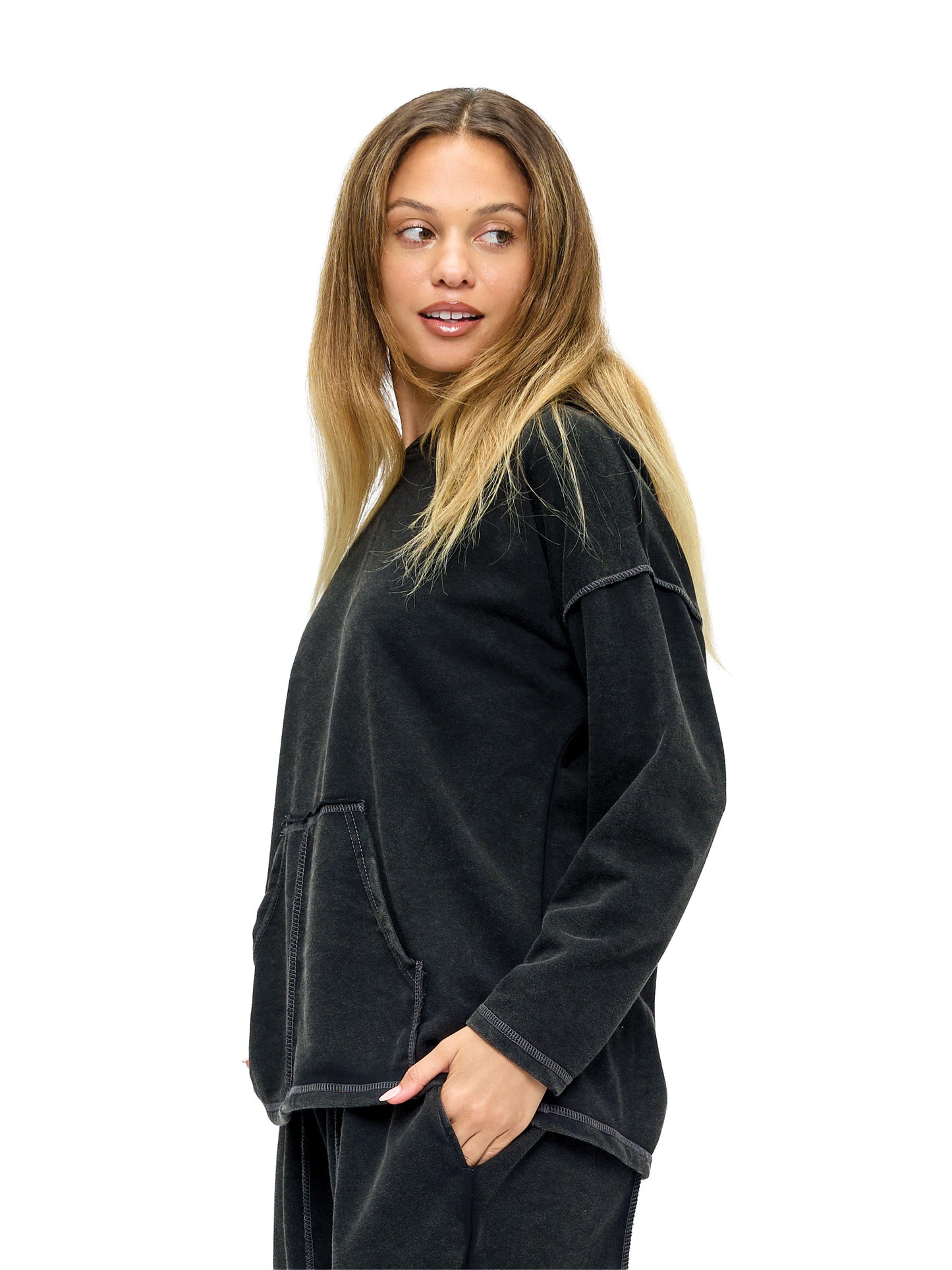 Hoodie Boho Casual Vintage Washed