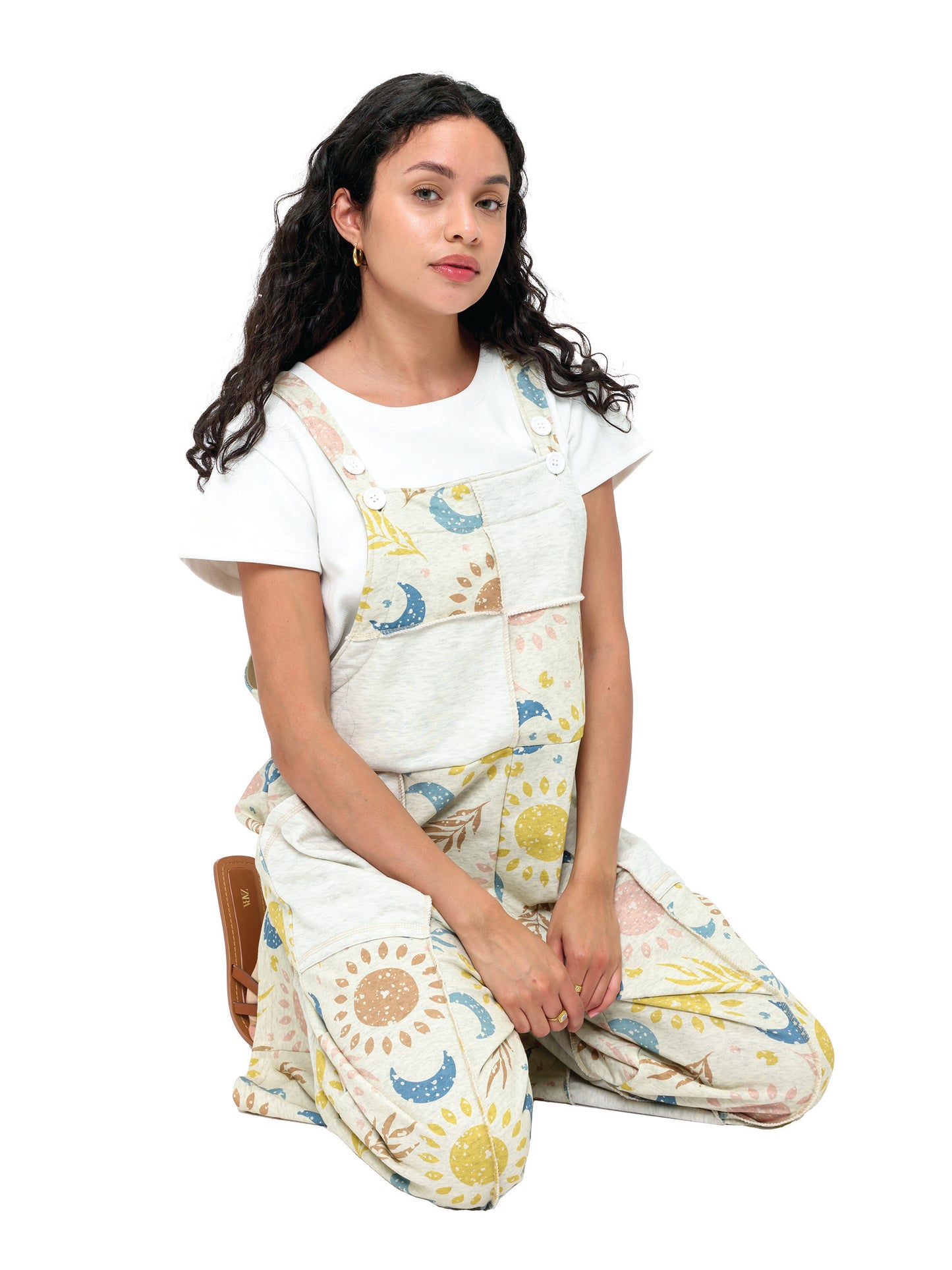 Overall Patchwork Celestial Sun Moon Print