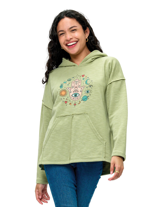 Hoodie Celestial Hamsa Protective Evil Eye  Print