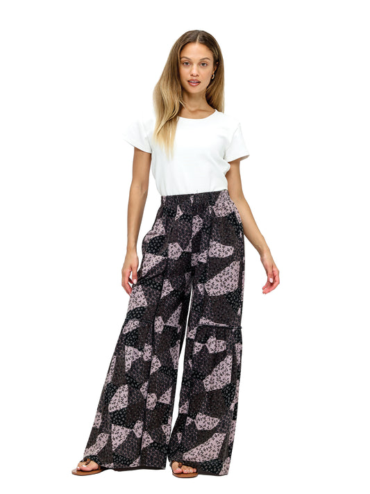 Palazzo Pants Boho Ruffled Floral Patchwork