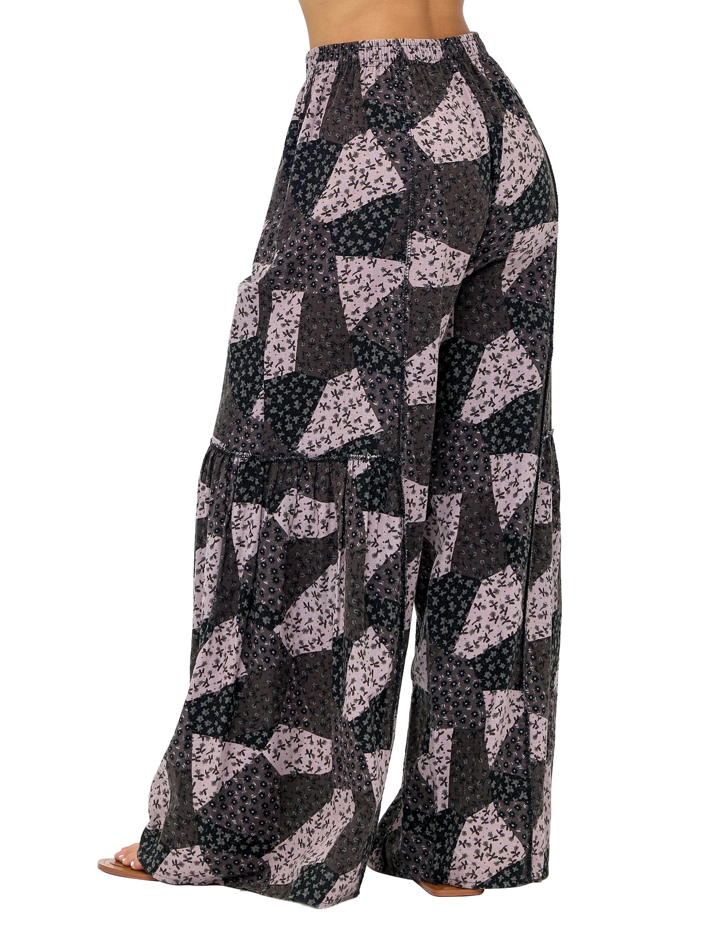 Palazzo Pants Boho Ruffled Floral Patchwork