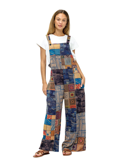 Overall Patchwork Colorblock Crochet Print