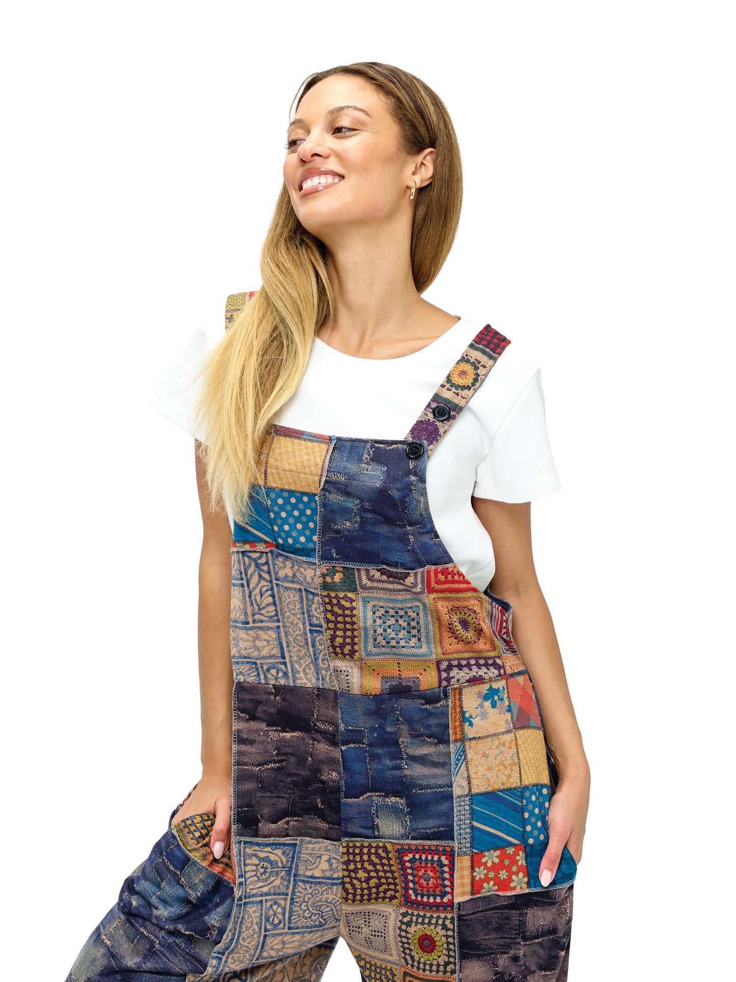 Overall Patchwork Colorblock Crochet Print