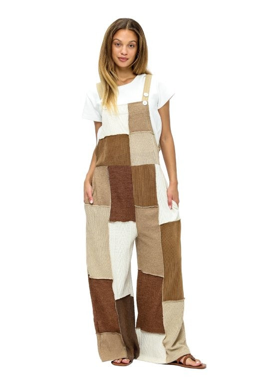 Overall Cozy Colorblock Knit Patchwork