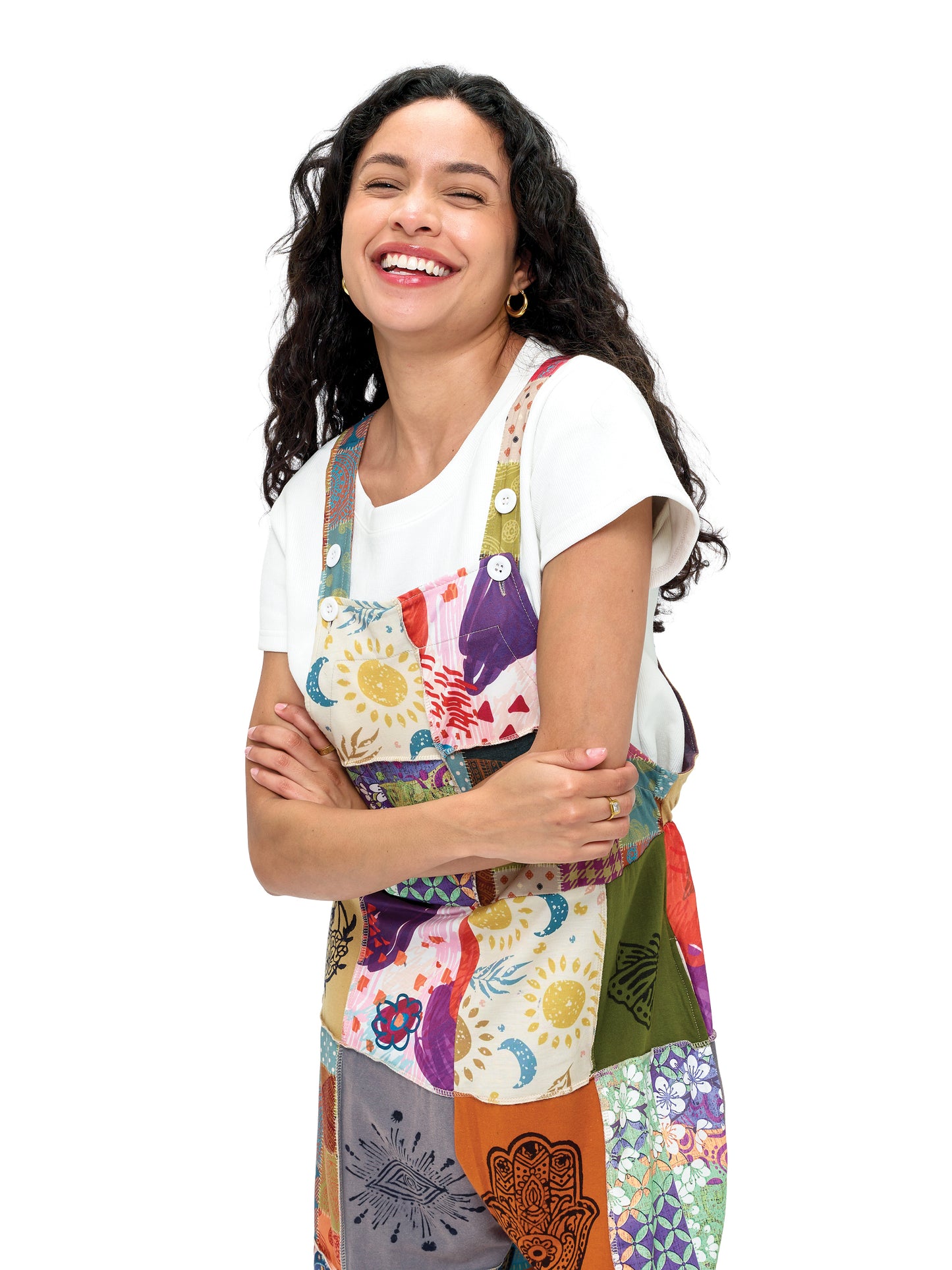 Overall Boho Floral Patchwork Symbols Printed