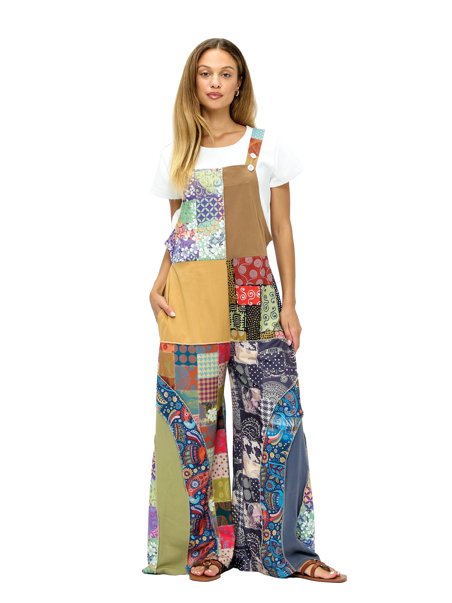 Overall Colorful Hippie Boho Floral Patchwork