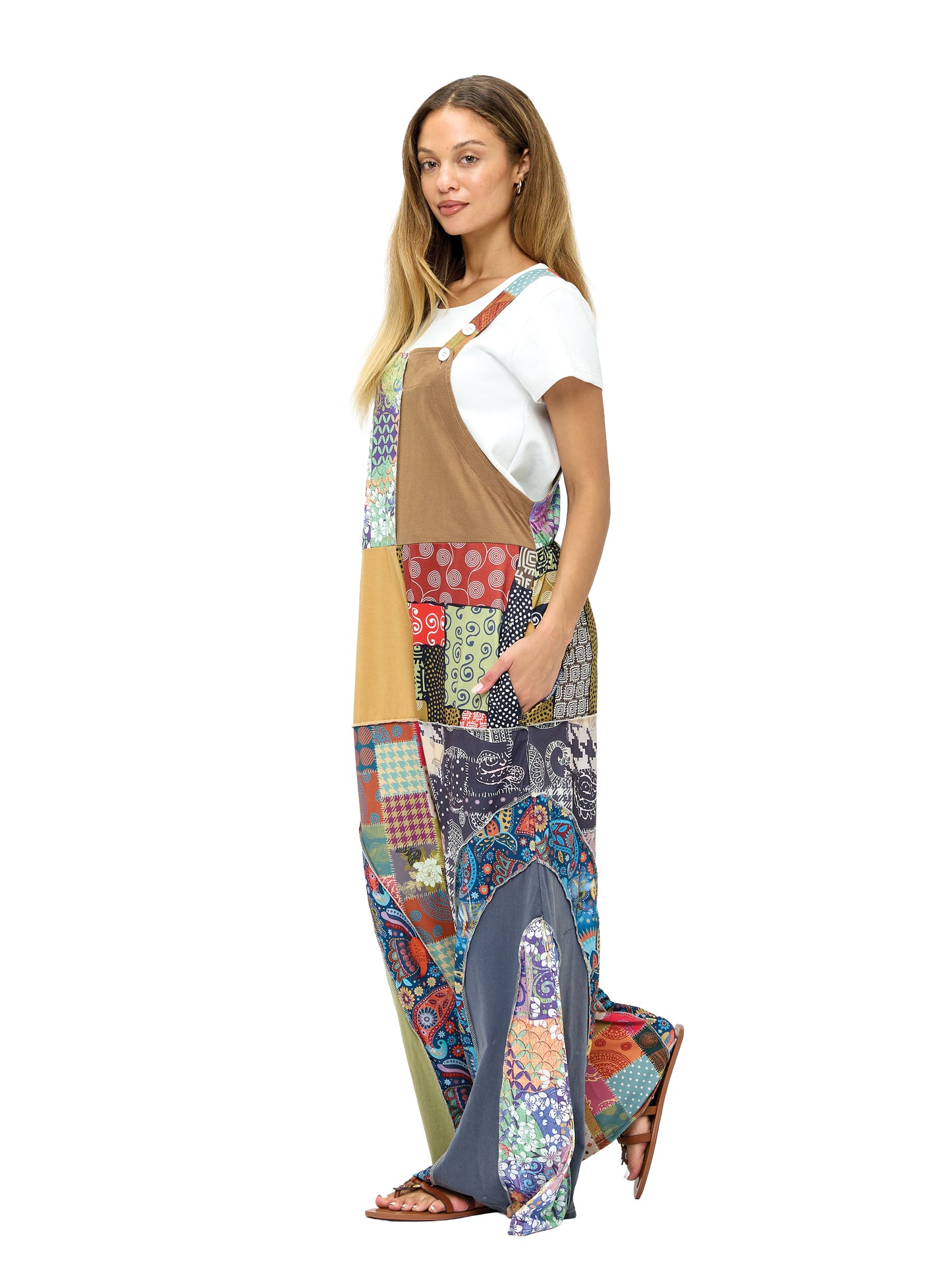 Overall Colorful Hippie Boho Floral Patchwork