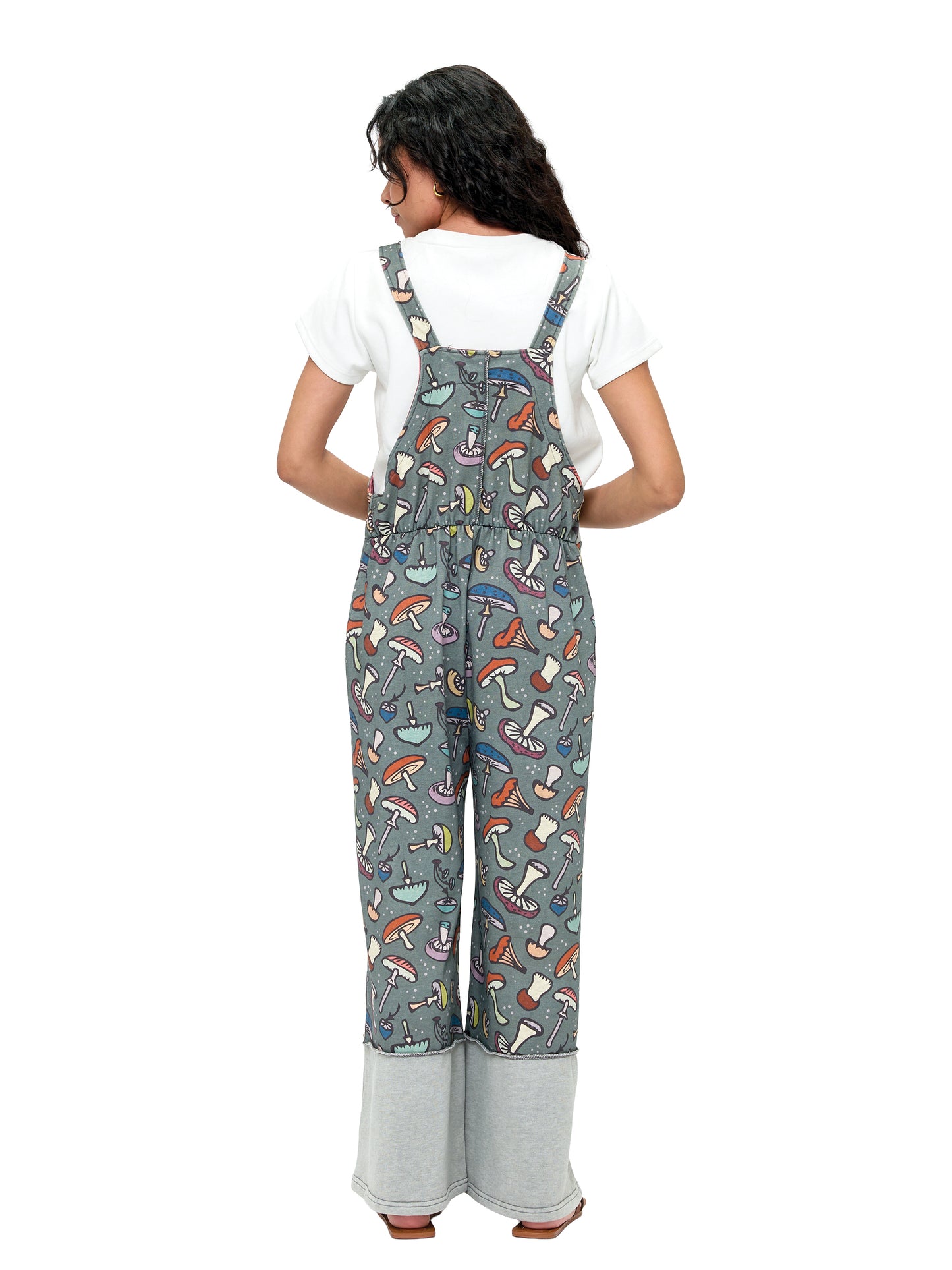 Overall Patchwork Boho Mushroom Print