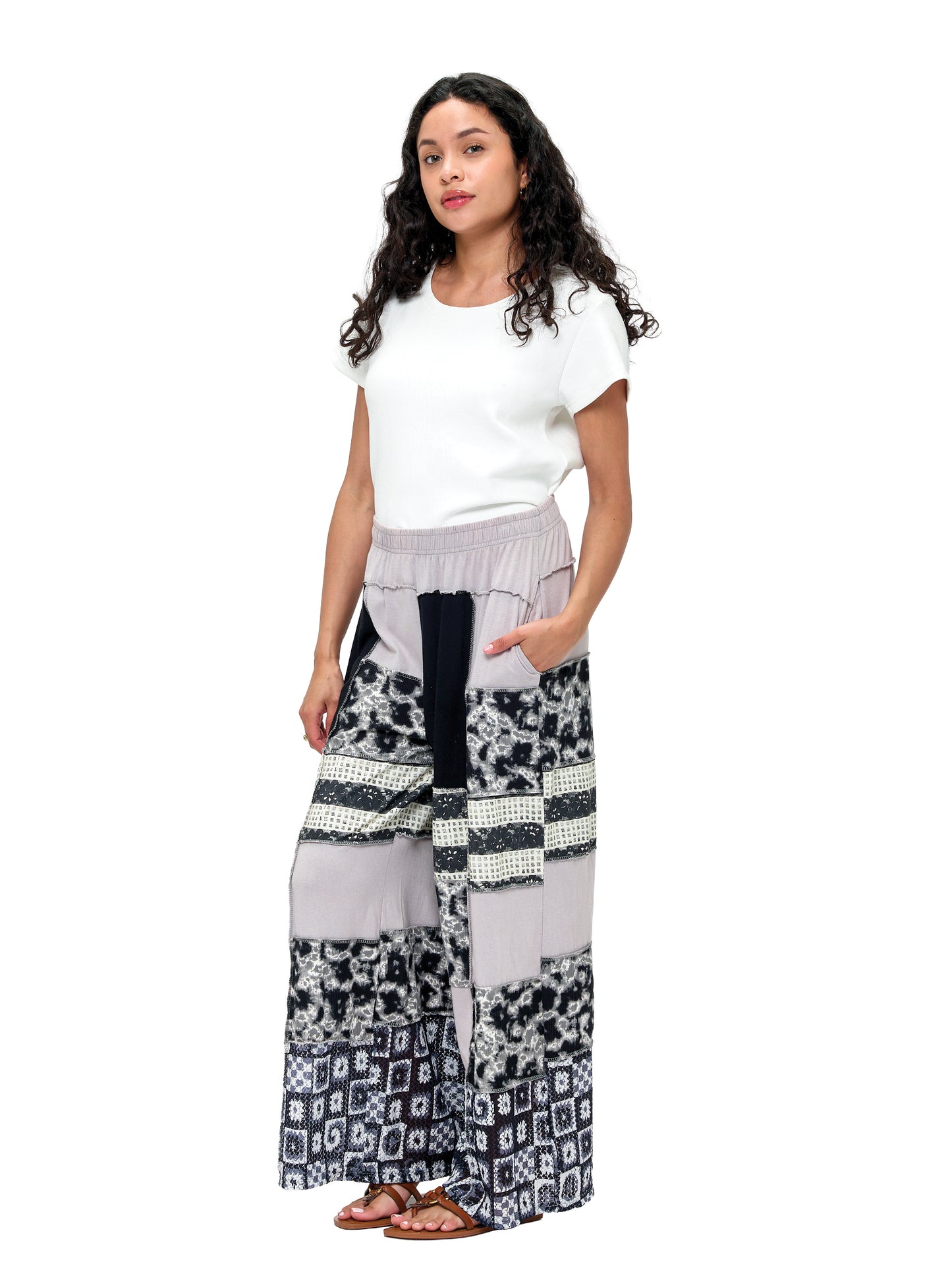 Palazzo Pants Boho Patchwork Colorblock