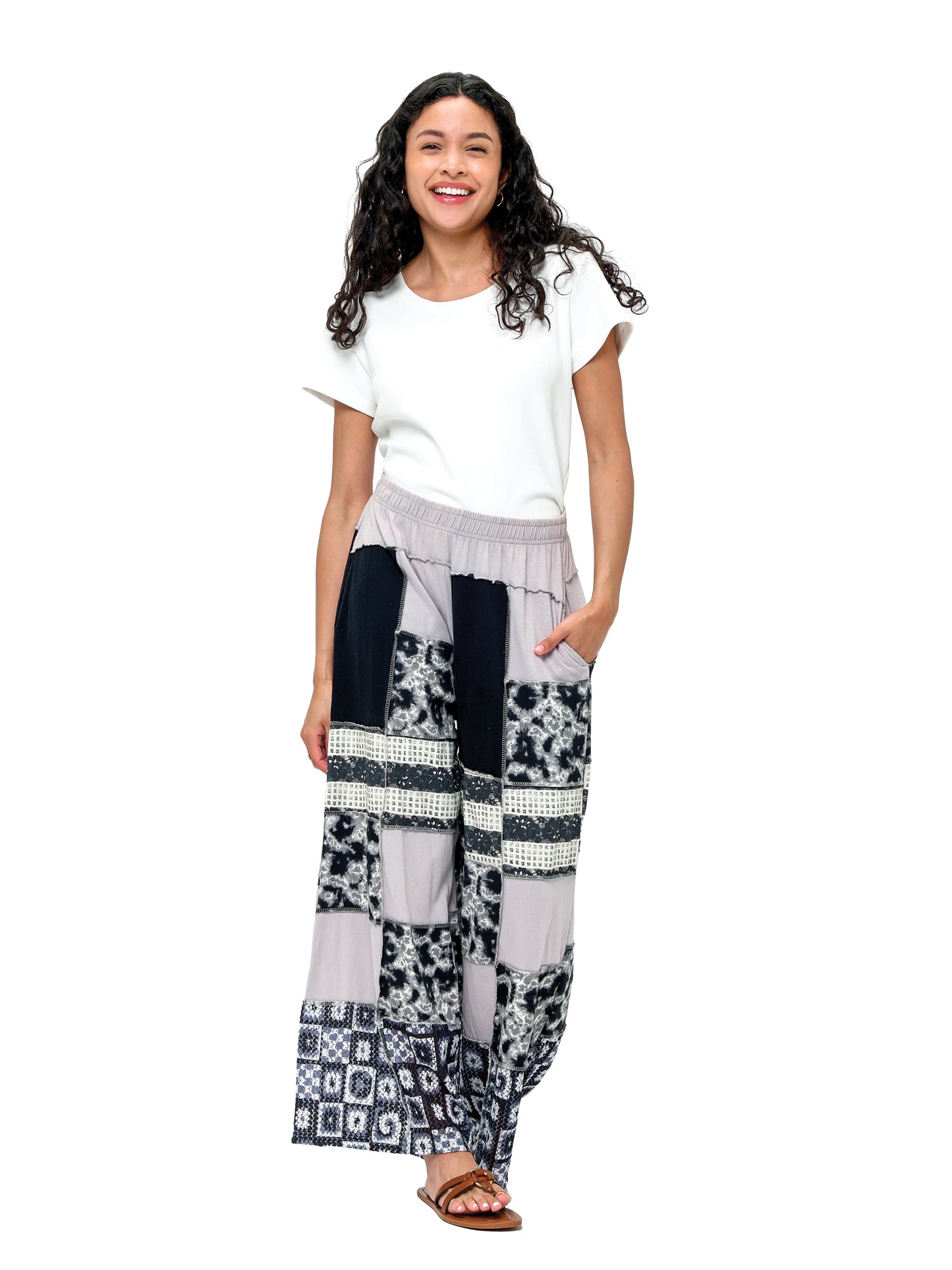 Palazzo Pants Boho Patchwork Colorblock