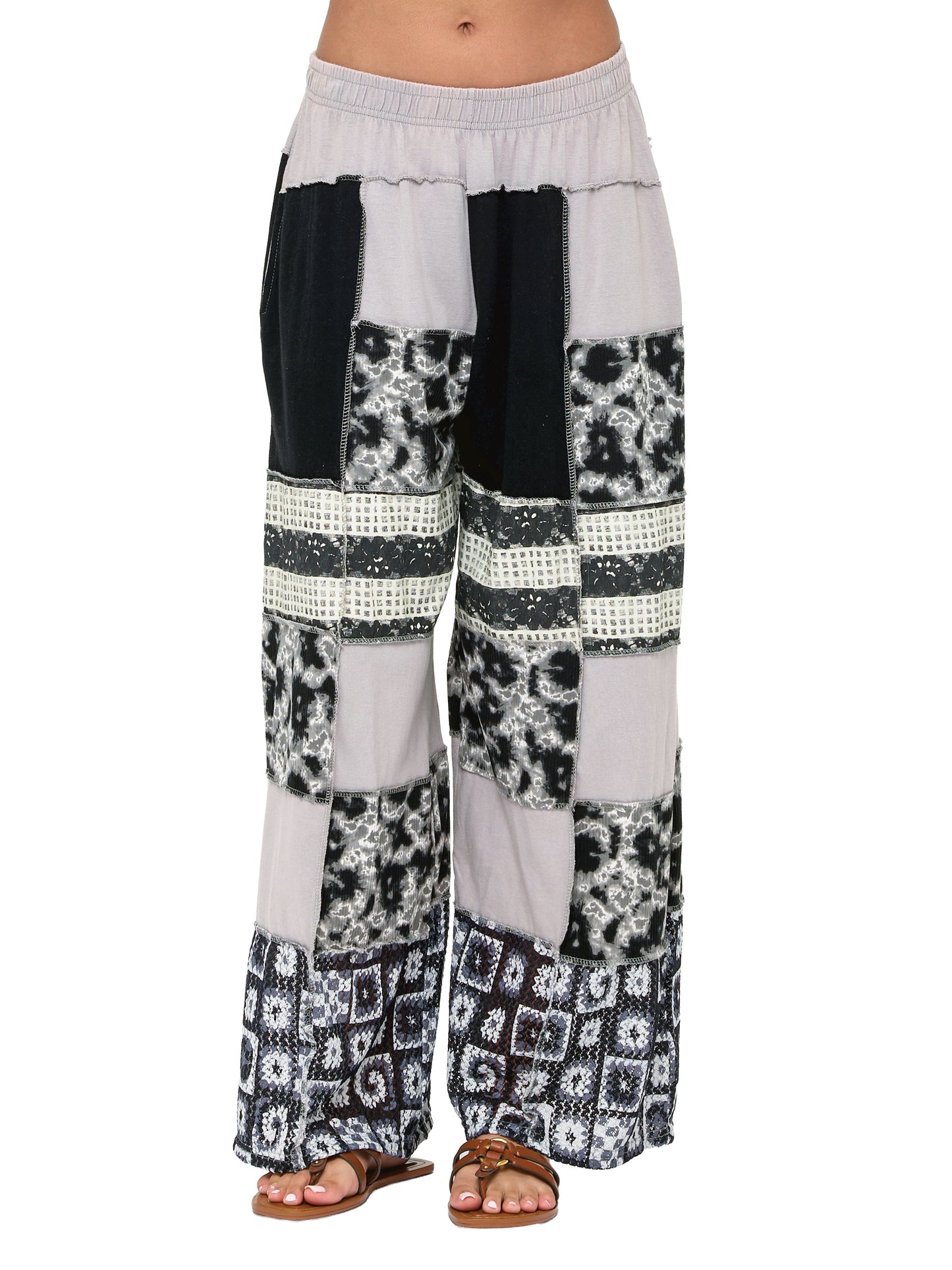 Palazzo Pants Boho Patchwork Colorblock