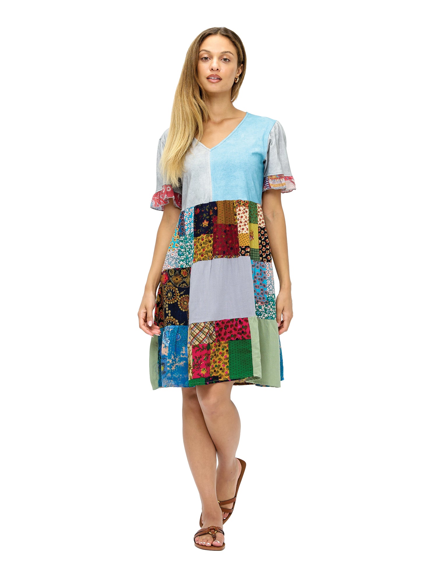 Dress Floral Bohemian Vibe Patchwork
