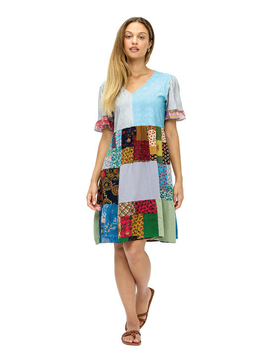Dress Floral Bohemian Vibe Patchwork