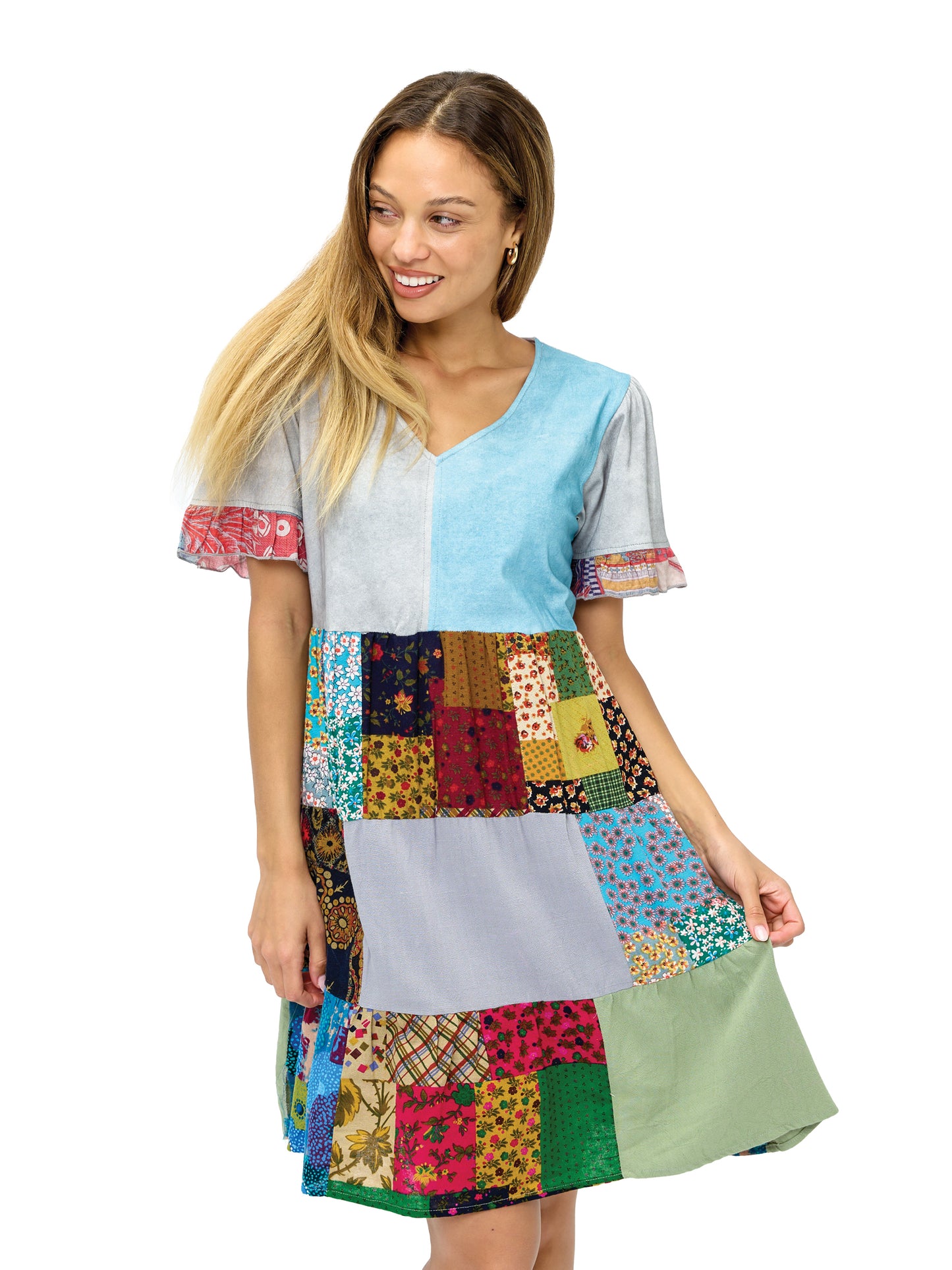 Dress Floral Bohemian Vibe Patchwork