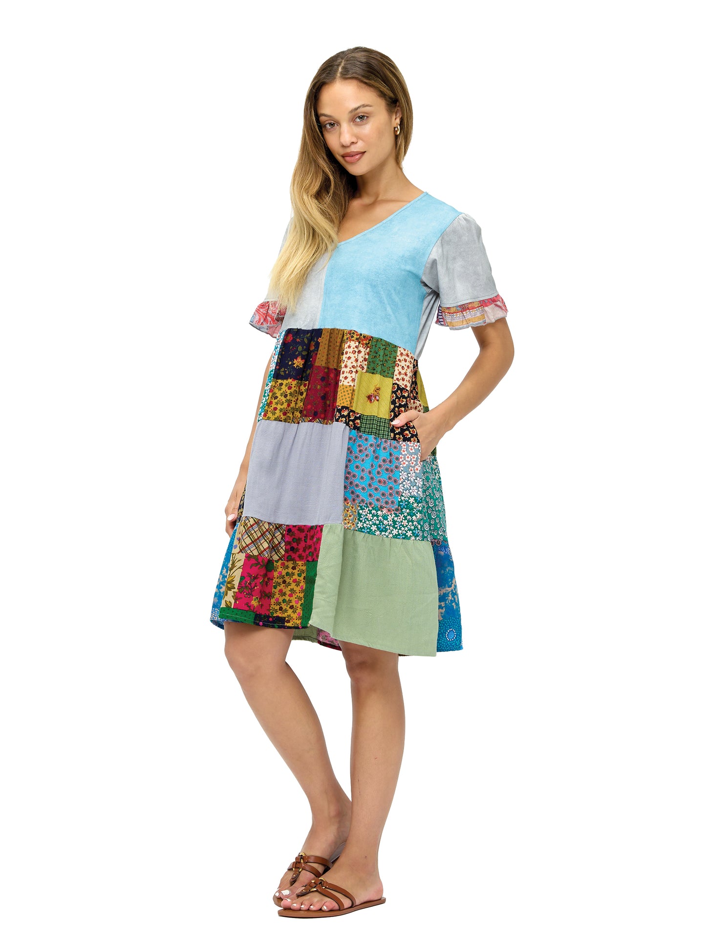 Dress Floral Bohemian Vibe Patchwork