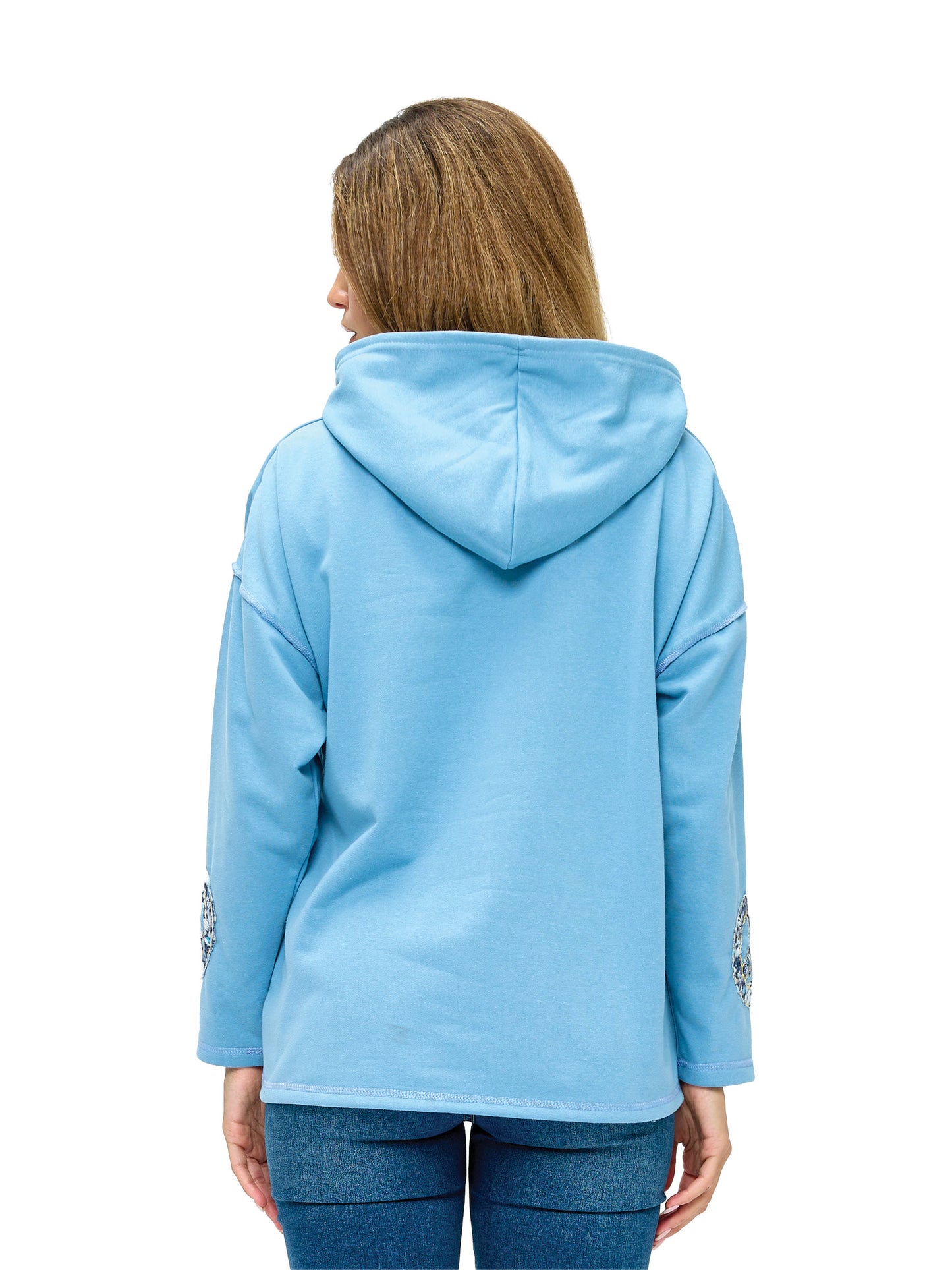 Hoodie Boho Peace Sign Patch Handstitched Details