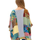 Poncho Boho Vibrant Colorblock Floral