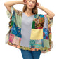 Poncho Boho Vibrant Colorblock Floral
