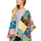 Poncho Boho Vibrant Colorblock Floral