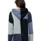 Zip-up Hooded Jacket Colorblock Patchwork