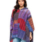 Hooded Poncho Patchwork Brush Washed