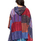 Hooded Poncho Patchwork Brush Washed