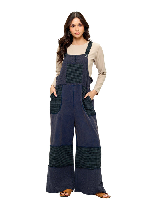 Overall Boho Vintage Washed Checkered Patch