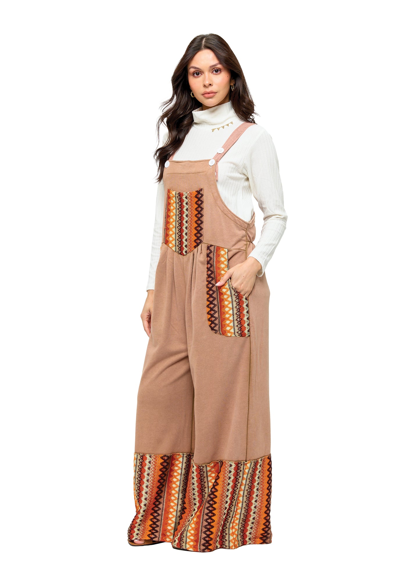 Overall Boho Ruffled Zig Zag Patches