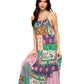 Boho Floral Patchwork Print Tiered Maxi Dress