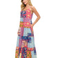 Boho Floral Patchwork Print Tiered Maxi Dress