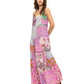 Boho Floral Patchwork Print Tiered Maxi Dress
