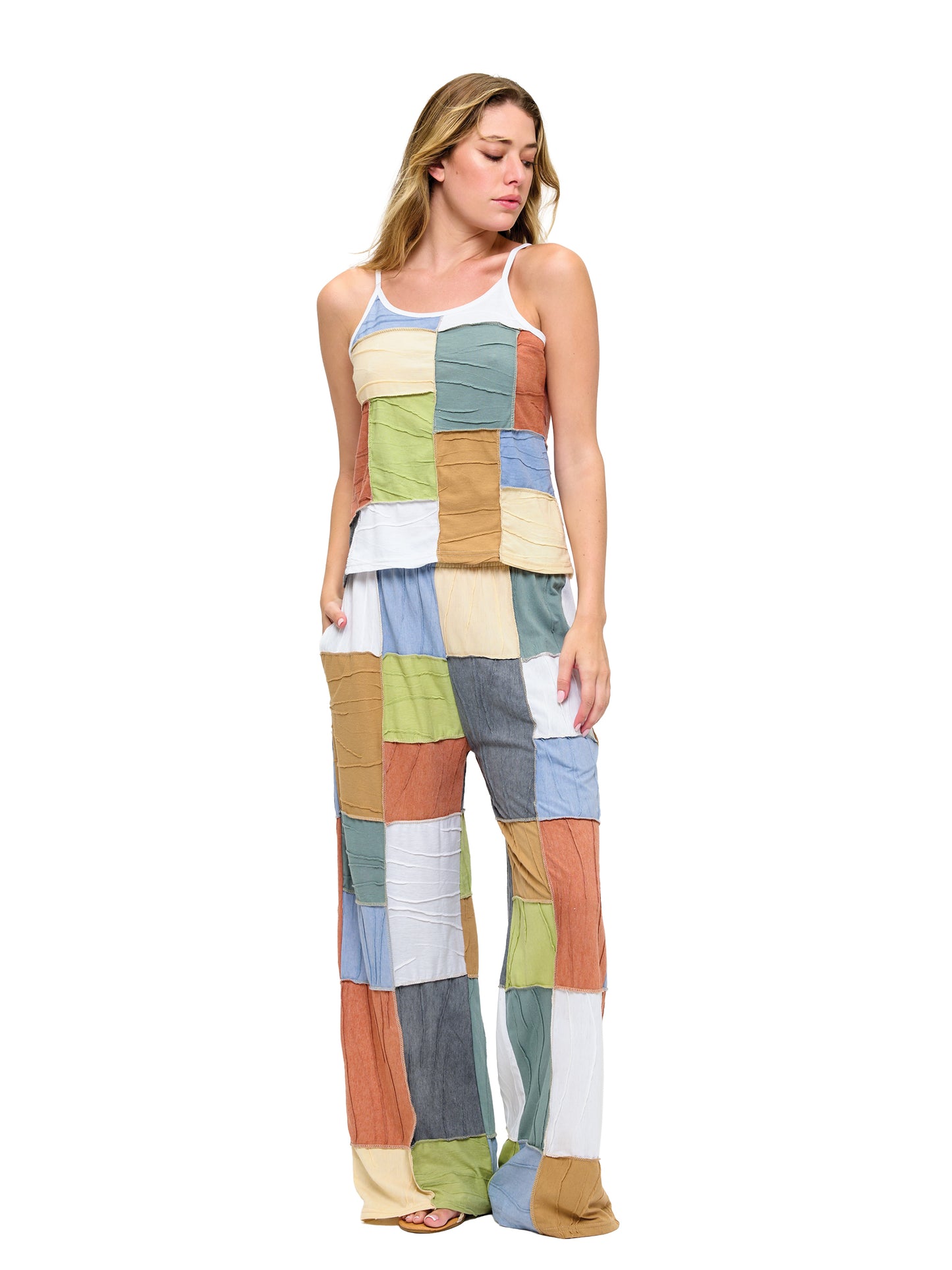 Boho Patchwork Textured Pants