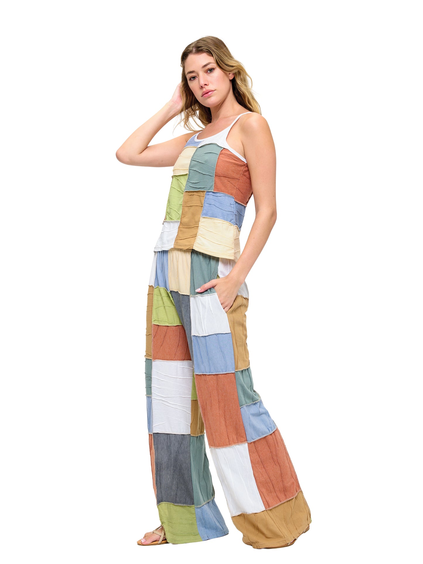 Boho Patchwork Textured Pants