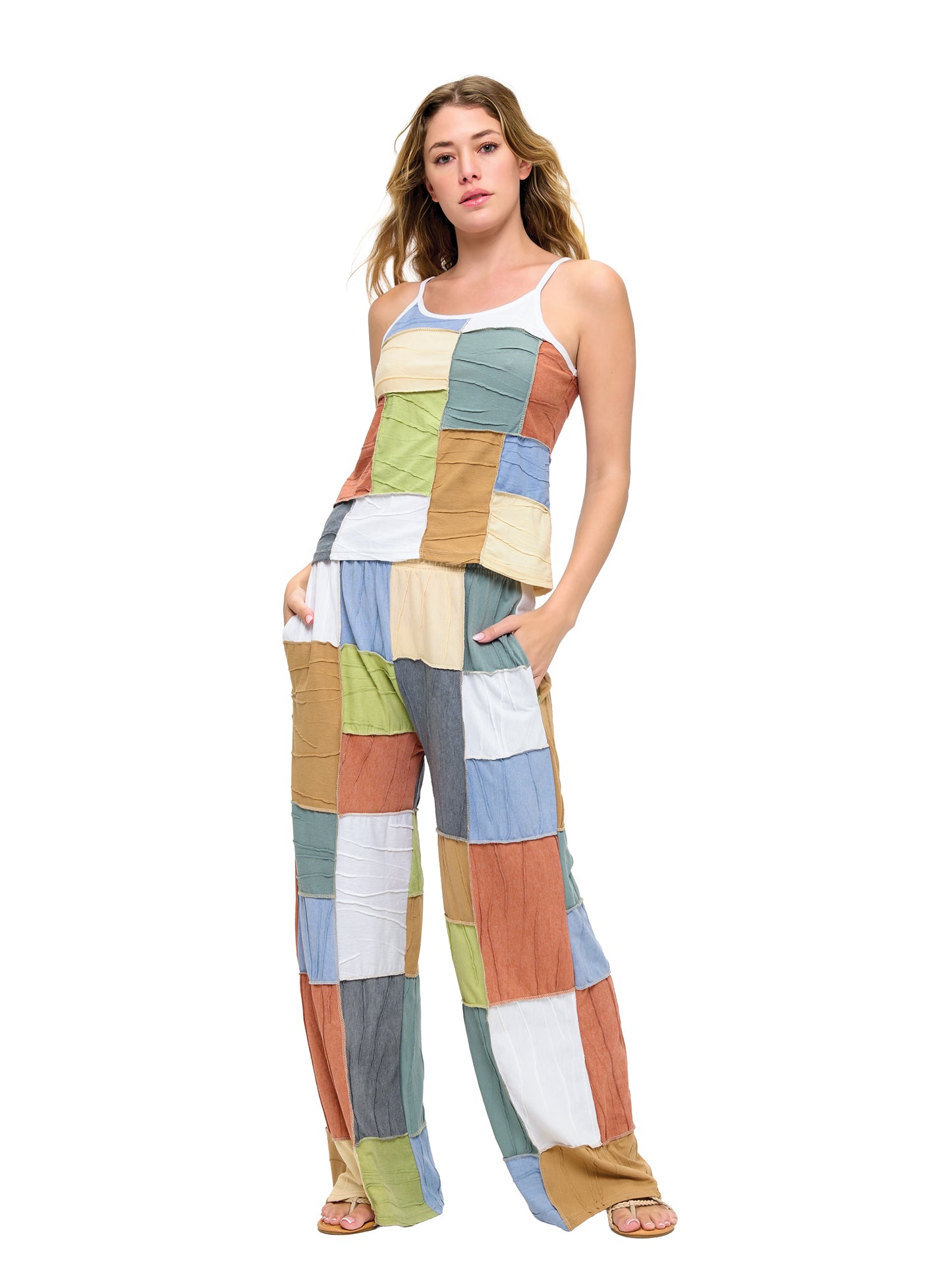 Boho Patchwork Textured Tank Top