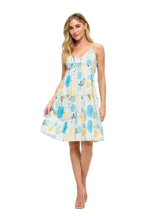 Breezy Ruffled Whimsical Tree Print Dress