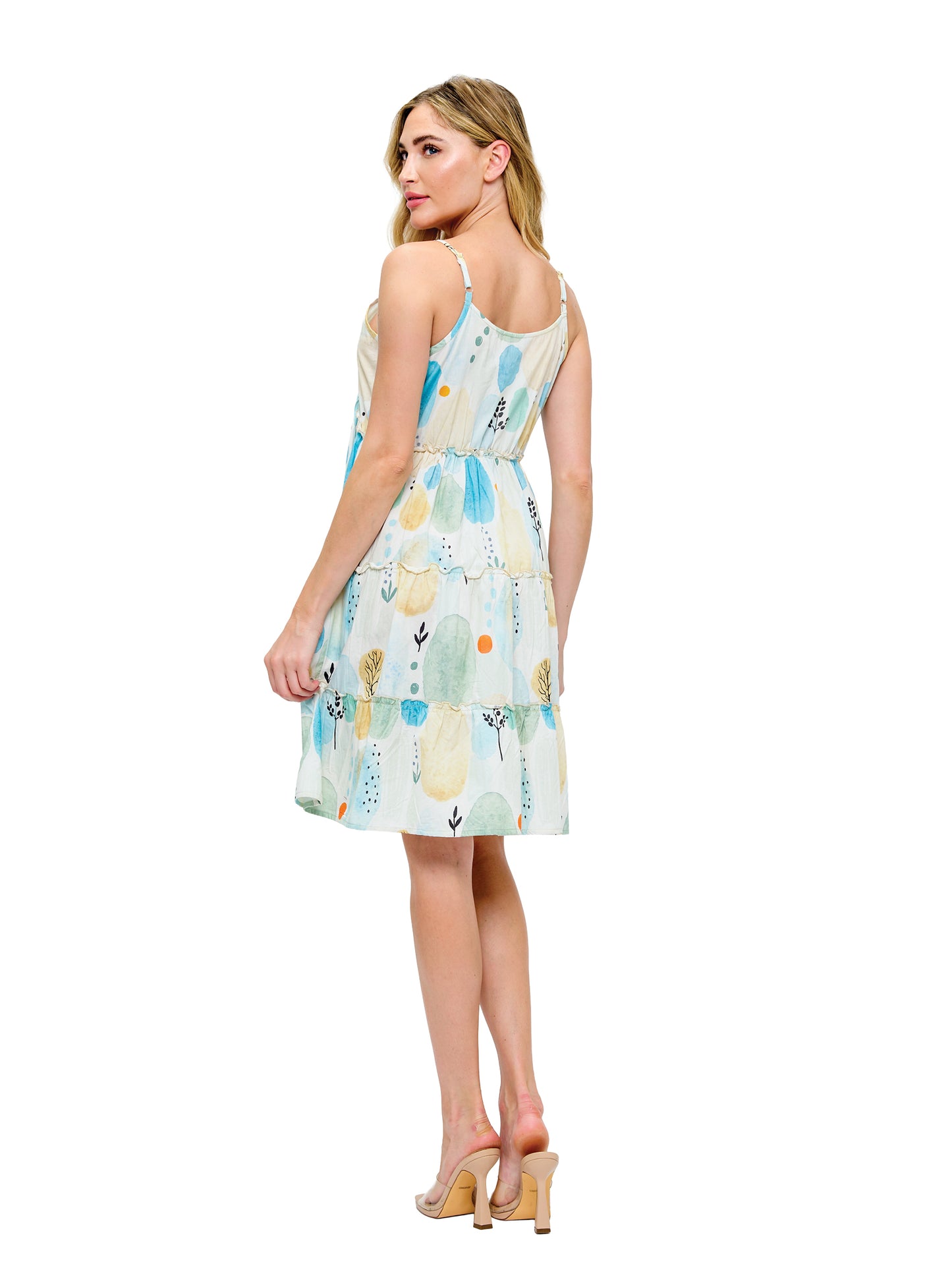 Breezy Ruffled Whimsical Tree Print Dress