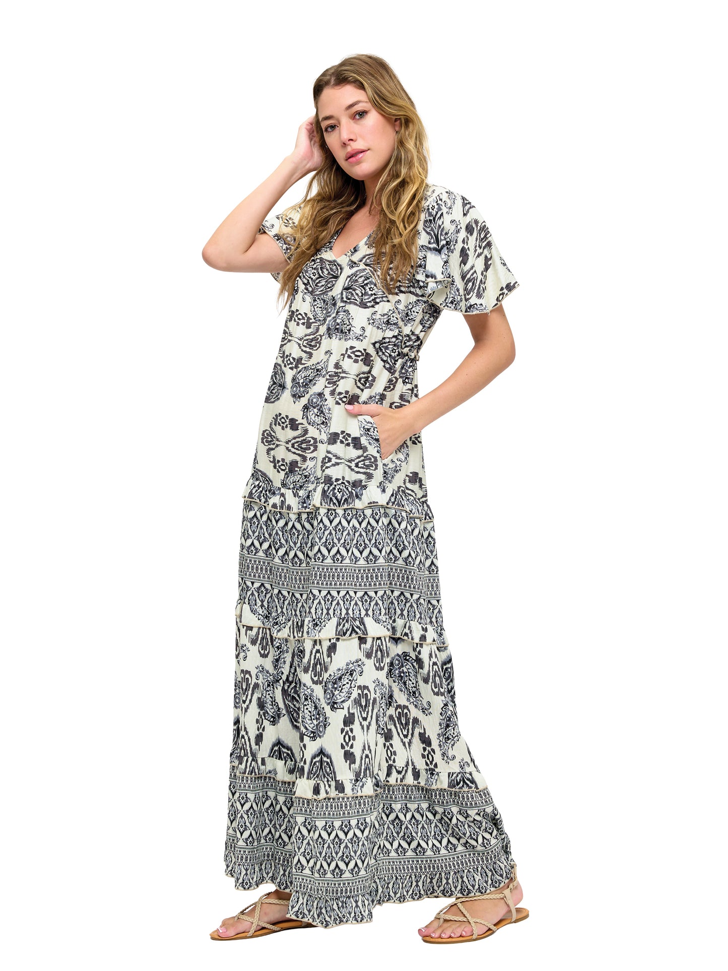 Boho Paisley Tiered Maxi Dress