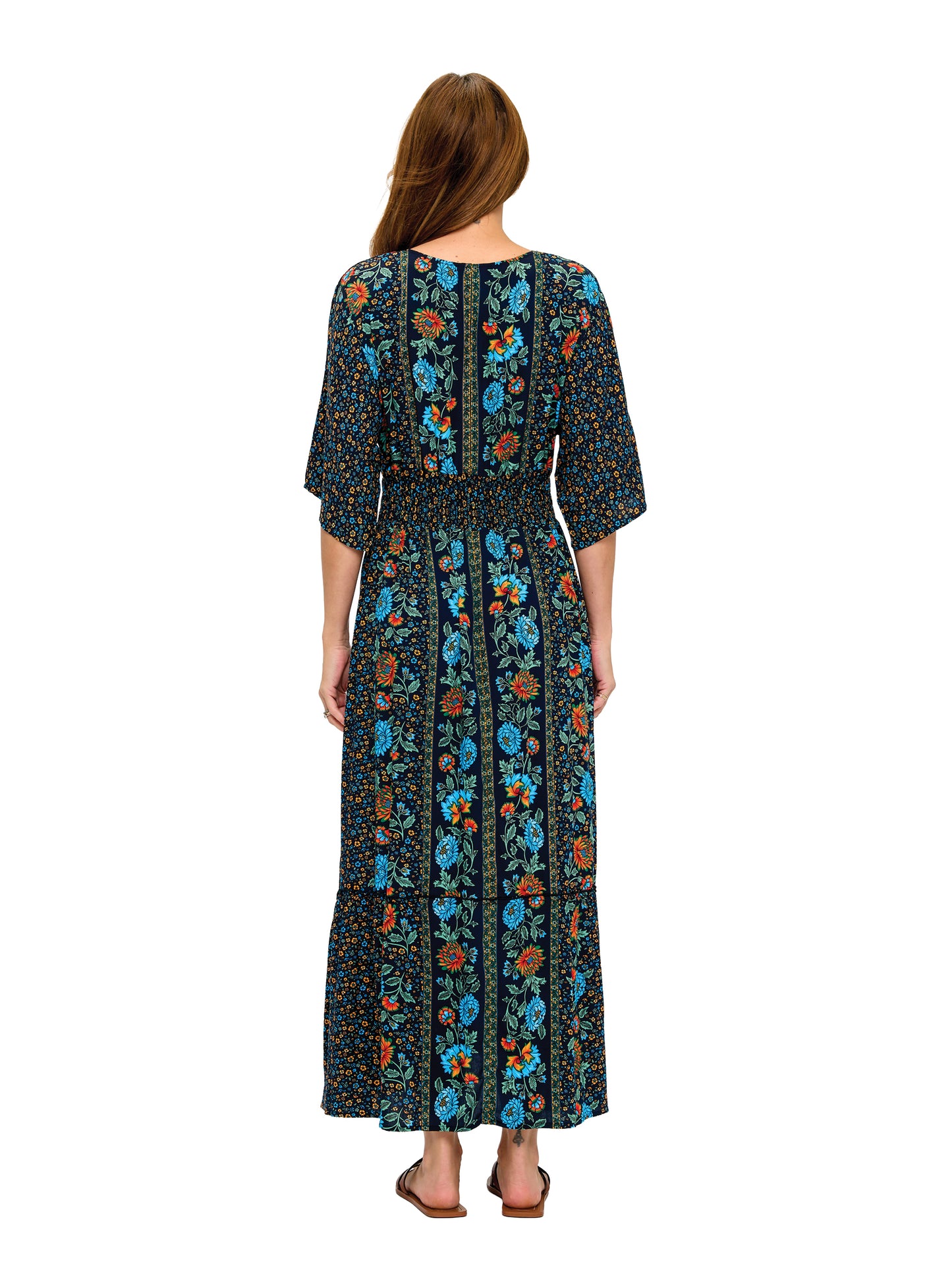 Garden Blossom Boho Smock Maxi Dress